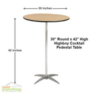 30" Round High Top Table
