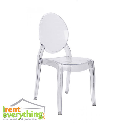 White Resin Louis Pop Chair with Clear Back