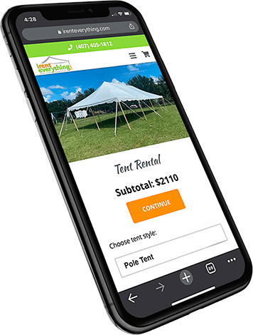 Tent rental tool on phone