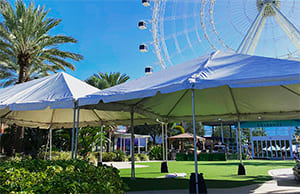 Tents in front of Orlando Eye