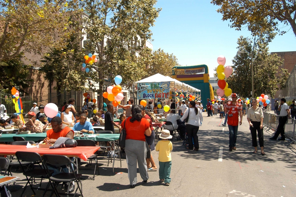 a block party with a rented event tent