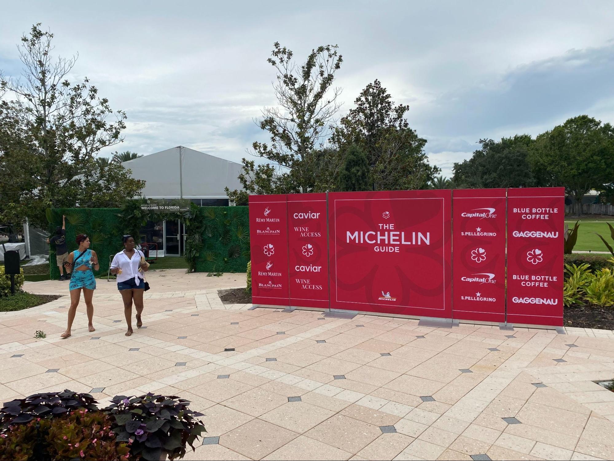 A sign outside of an event tent at the Michelin Star event at the Ritz Carlton in Orlando, Florida