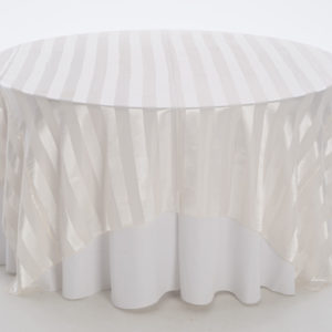 Ivory Satin Stripe Sheer Overlay