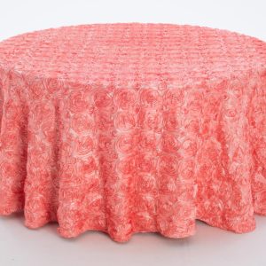 Coral Flowered Taffeta