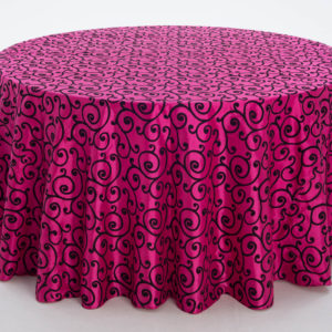 Hot Pink Flocked Scroll Taffeta