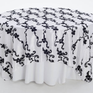 Snow With Onyx Ribbon Taffeta Overlay