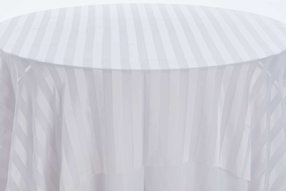 White Satin Stripe Sheer Overlay - Image 2