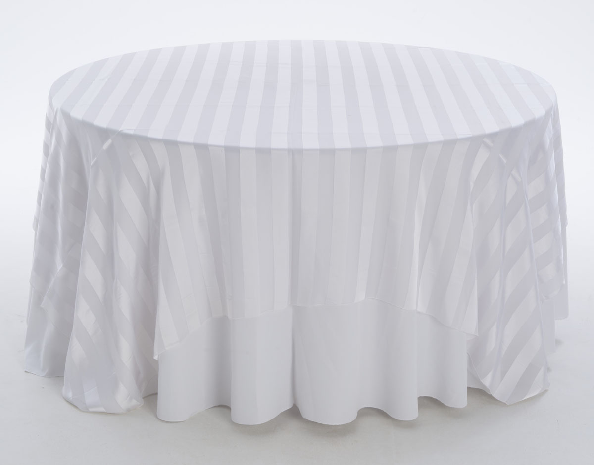 White Satin Stripe Sheer Overlay
