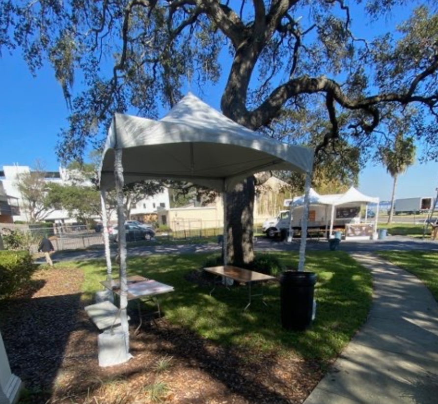 iRentEverything event tent at the Gasparilla Pirate Festival 2023