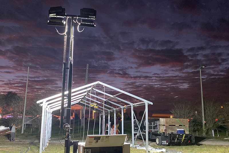 Lighting on a tent