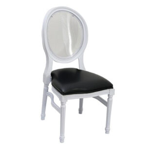White Castle Chair, Black Seat, Clear Back