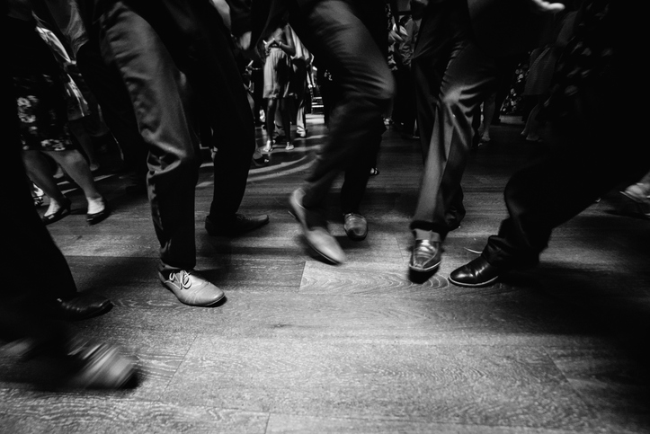 People dancing on dance floor at a wedding