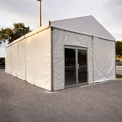 Earthquake relief tent rental structure