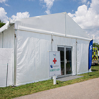 Temporary medical facility setup