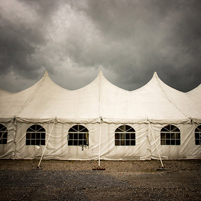 Hurricane relief tent rental structure